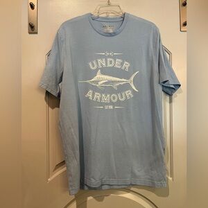 Under Armour Men's baby Blue Marlin Graphic T-Shirt. GUC!